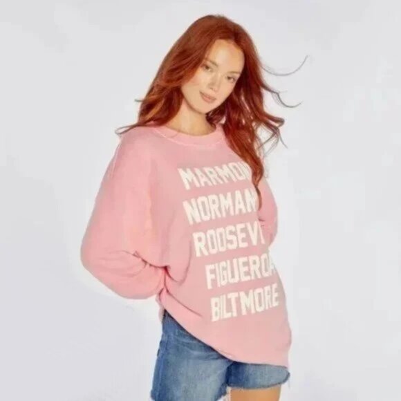 NWT Wildfox pink hotel “Roadtrip” print sweatshirt, L - Picture 1 of 7